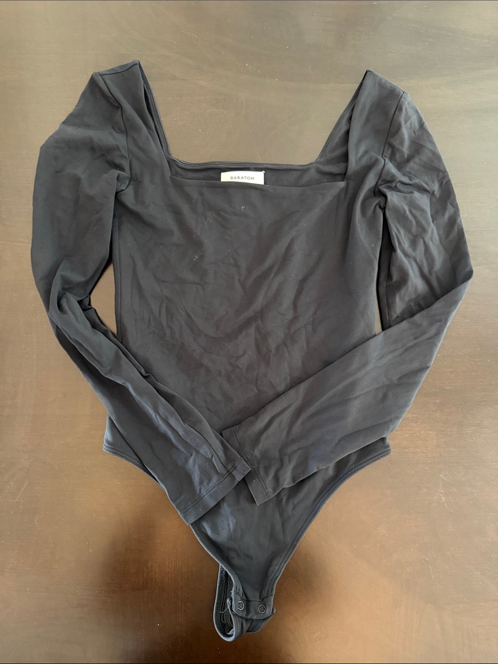 Aritzia Black Long-Sleeve Square Neck Bodysuit